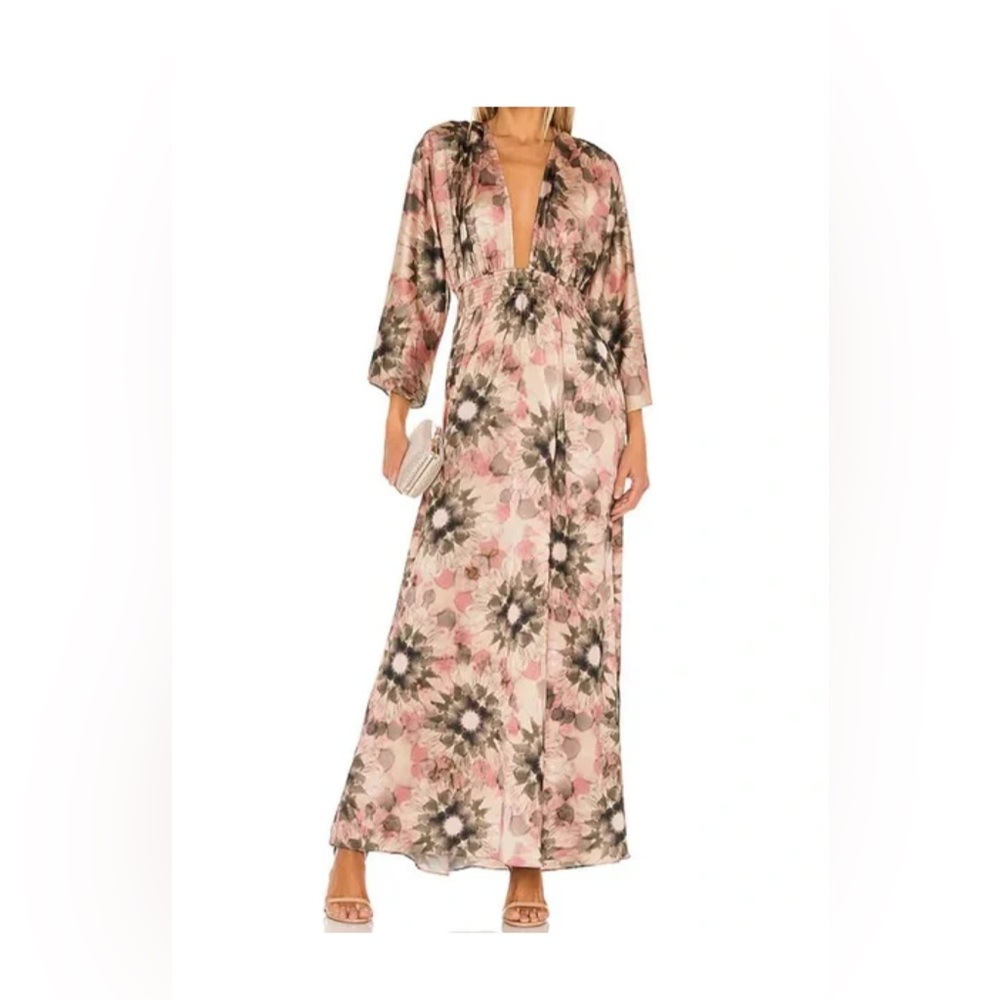Floral Maxi Dress with Deep V-Neck